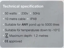 Blagdon Affinity Ice Vent Pond Heater - 1051545 8 Blagdon Affinity Ice Vent Pond Heater - 1051545 -Water Garden Kit affinity ice vent techspec