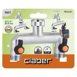 Claber Metal Jet Tap Manifold 2 Way - 9601 -Water Garden Kit claber two way tap spliter 9601