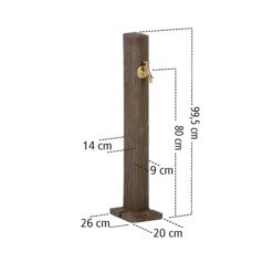 Garden Watering Post Walnut Wood Effect Standpipe -Water Garden Kit walnut watering post showing dimensions