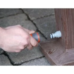 Garden Watering Post Walnut Wood Effect Standpipe -Water Garden Kit watering post walnut wooden effect showing hose connection